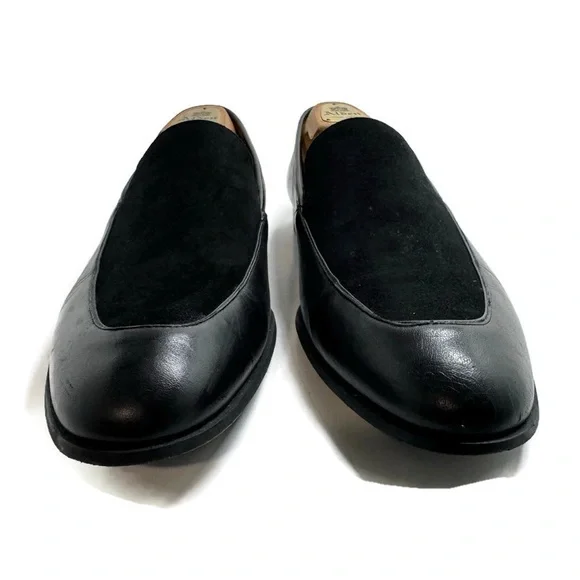 MEZLAN BLACK LEATHER SUEDE LOAFERS - Picture 4 of 9